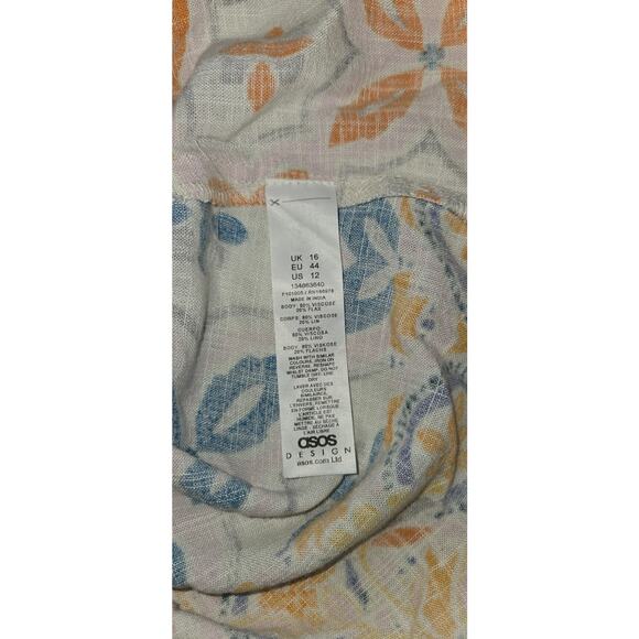 ASOS Design off the shoulder mini linen sundress with knot detail Cream Sz 12 - Picture 9 of 10